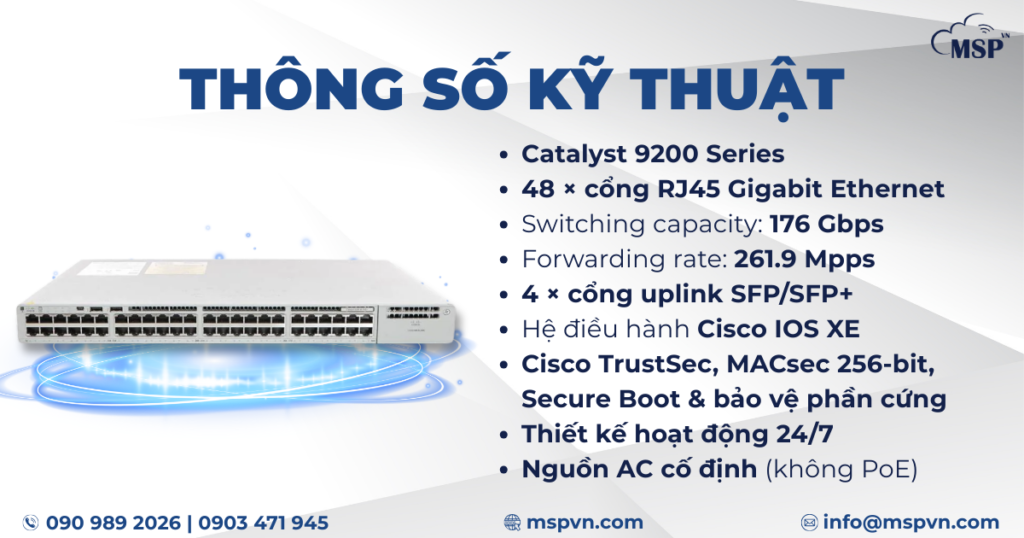 thông số kỹ thuật Cisco C9200-48T-A