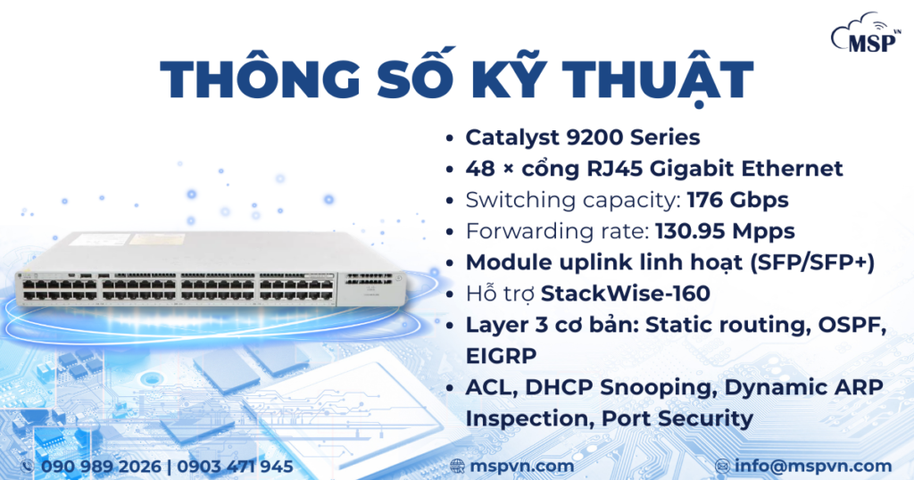 thông số kỹ thuật Cisco C9200-48T-E 