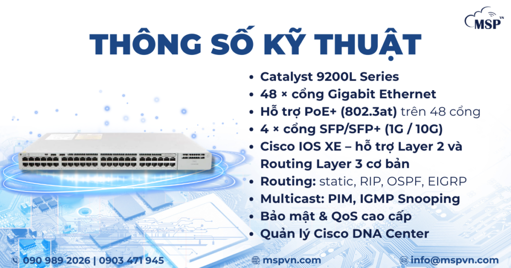 thông số kỹ thuật cisco C9200-48P-A