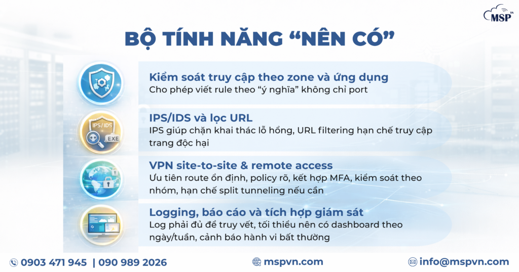 bộ tính năng của firewall cho doanh nghiệp