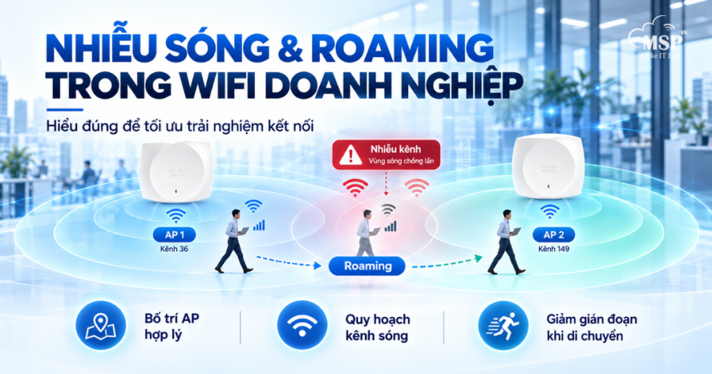 nhiễu sóng roaming trong wifi doanh nghiệp